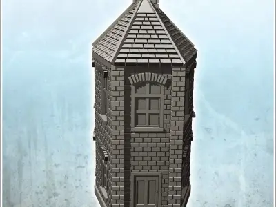 Brick building with tiled roof and floor 8 - Modern WW2 WW1 Worl 3D print model
