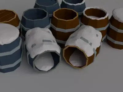 wooden barrel Low-poly 3D model