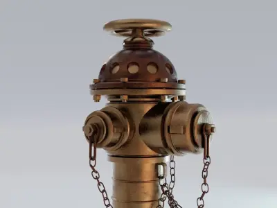 Fire Hydrant 25 - Steampunk Fireplug Vintage Design 3D model