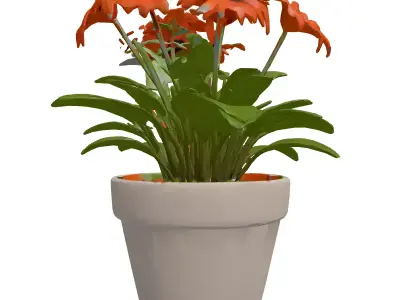 Vibrant Orange Potted Flower Low-poly 3D model