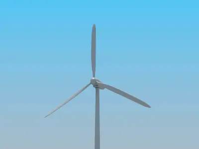 Animated wind turbine 3D model