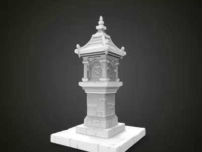 medieval urban stone lantern 1 3D print model