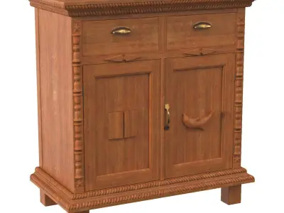 Antique Two Door Buffet Cabinet 3D model