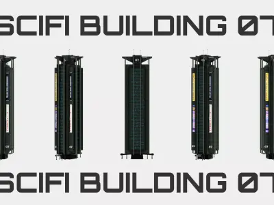 SciFi Cyberpunk Building 07 Low-poly 3D model