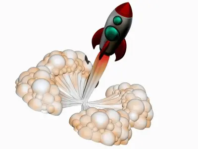 Rocket with smoke 3D print model