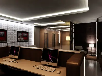 Classic Office Interior Night Scene 3D model
