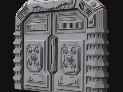 Sci fi door 3D model 2