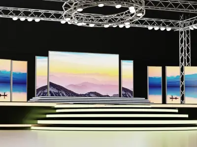 Corporate and Concert Event Stage 3D Model with Display 3D model