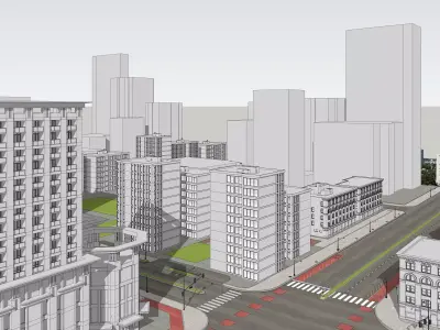 Cityscape Building Exterior Scene 3D model