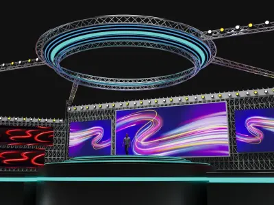 Entertainment Concert Event Stage 3D with Colorful Light 3D model