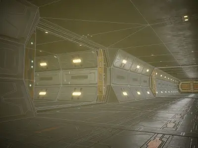 Sci Fi  Corridor  Low-poly 3D model