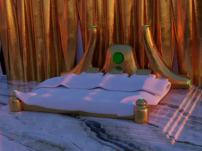 Golden bed 3D model