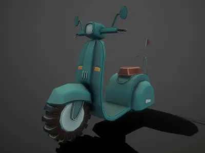 Stylized Motorbike - Vespa Low-poly 3D model