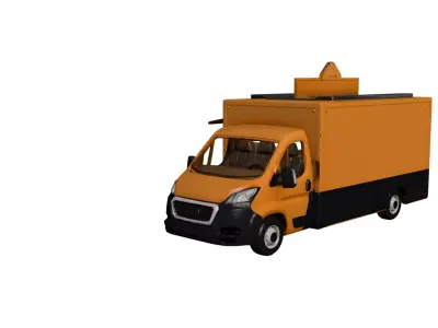 Modern Orange Food Truck Mobile Kitchen Street Food Vehicle 3D model