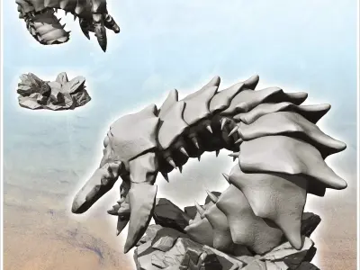 Alien creature coming out of the ground 34 - Future Sci-Fi SF Po 3D print model