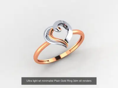 70 Ultra light wt minimalist Plain Gold Ring 3dm stl renders 3D Model Pack