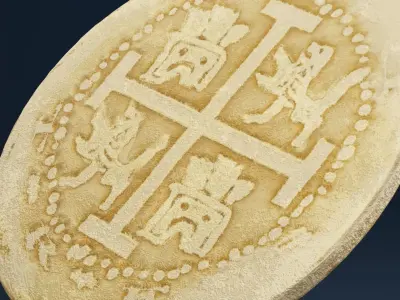 Golden Coin Low-poly 3D model