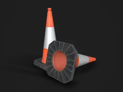 Traffic Cone Clean and Dirty Low-poly 3D model