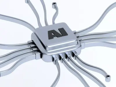 ai chip Symbol Silver 3D model