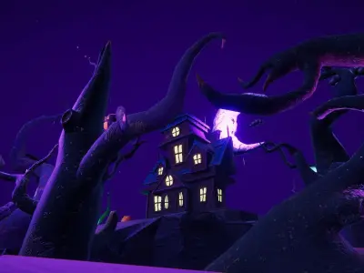 Cartoon spooky low poly 3D models Low-poly 3D model