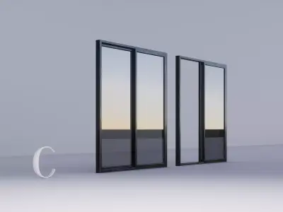 Sliding Metal Door - C Low-poly 3D model