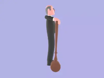 Stylized 3D Male Judge Character - Cartoon Annoyed Judge 3D model
