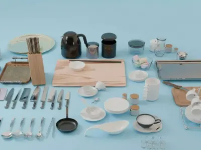 Kitchenware 50 Items 3D model