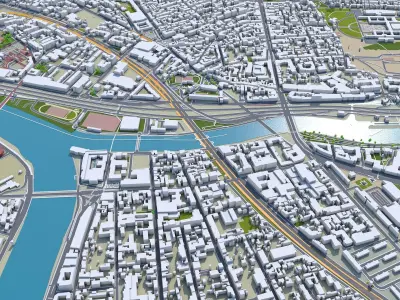 Val De Marne Greater Paris Low-poly 3D model