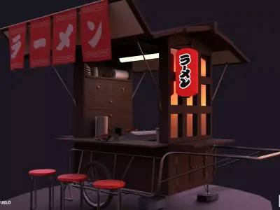 Ramen Cart  Low-poly 3D model