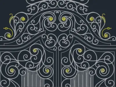 Door Gate 2 Iron Wings Art 001 3D model