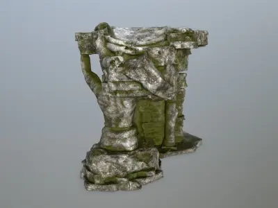 temple stone structure Low-poly 3D model