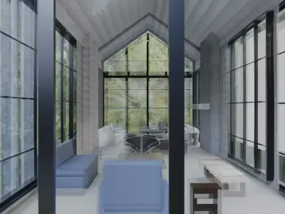 glass house design Low-poly 3D model