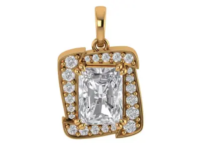 Emerald Round Diamond Pendant 3D print model