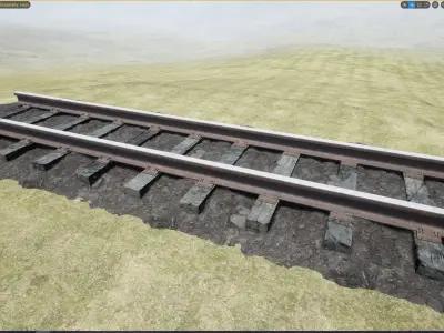 Railroad tracks Low-poly 3D model