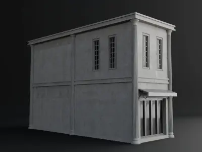 OLD RETRO CLASSICAL BUILDING 2 Low-poly 3D model