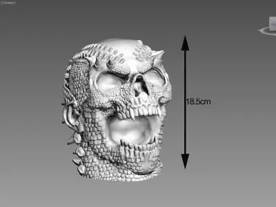 Skull dragon scream  headdphone Stand 3D print model