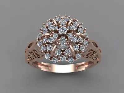 Rose Gold Women Diamond Ring 3D print model 3D print model 28