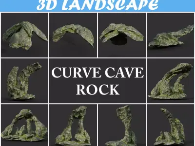Low poly Mossy Curve Dome Cave Low-poly 3D model