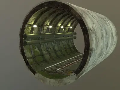 Subway tunnel I Low-poly 3D model
