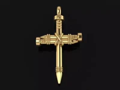 Rustic style Nail Cross Pendant Mid Size 3D print model