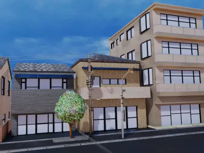 Japanese Street Low-poly 3D model