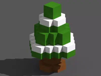 Xmas Tree Voxel - 2 Low-poly 3D model