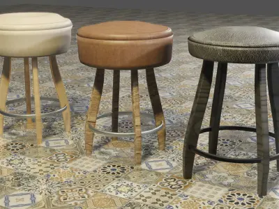 Stool furniture Low-poly 3D model
