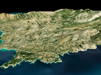 Thasos island full 3d model terrain Low-poly 3D model