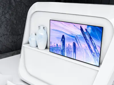 Futuristic White Exhibition Booth Design High-Quality 3D Model 3D model