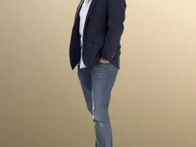 David 11276 - Man Standing Outside Looking Up Low-poly 3D model