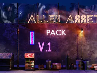  Alley asset pack  Low-poly 3D model