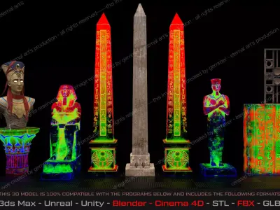 Ancient Egypt  Lost Electric System Pack Low-poly 3D model