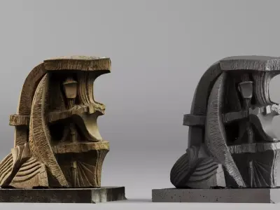 001702 Arkbutans Sails Shell Limestone Architectural Sculpture 3D print model