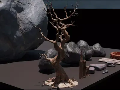 Dark Ruined Village Environment Pack 3D model